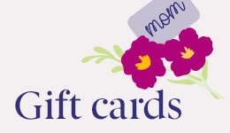 Floral-themed tile promoting gift cards.