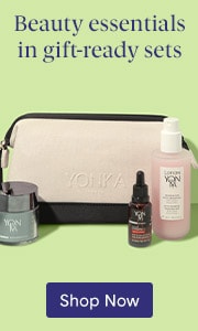 Beauty essentials gift set with cosmetic bag and travel-size products