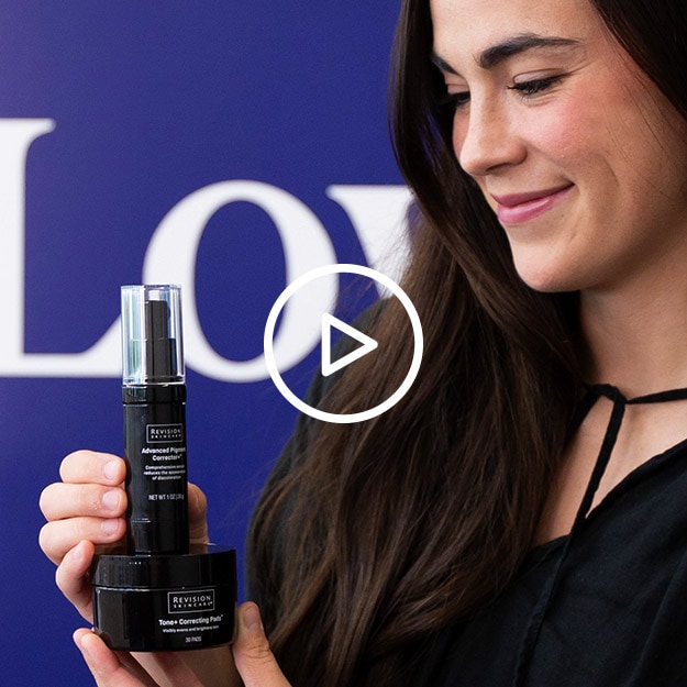 Video thumbnail of a woman holding Revision Skincare Advanced Pigment Corrector+ and Tone+ Correcting Pads.