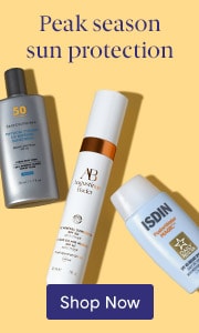Three sunscreens lying next to each other.