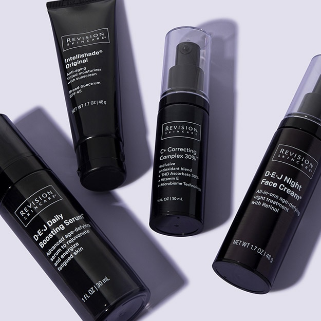 Top selling Revision Skincare products on a light purple background.