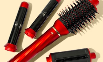 CHI LAVA Air Wave professional hair tool, with one handle and interchangeable styling attachments.